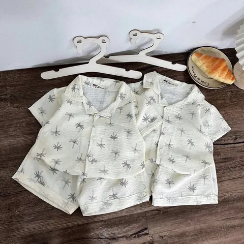 Quần áo bé trai, set bộ đũi cây dừa đi biển cho bé 10-30kg