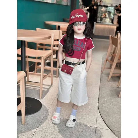Quần áo bé gái, set áo cộc tay cotton FAILEAS kèm quần suông lửng TẶNG KÈM DÂY LƯNG cho bé 10-30kg