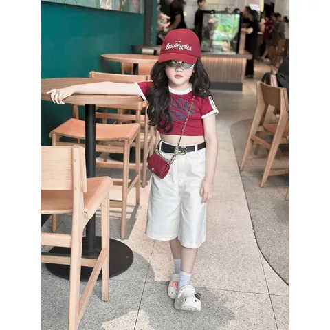 Quần áo bé gái, set áo cộc tay cotton FAILEAS kèm quần suông lửng TẶNG KÈM DÂY LƯNG cho bé 10-30kg