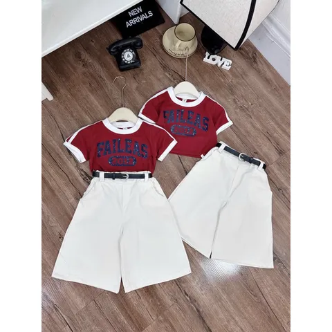 Quần áo bé gái, set áo cộc tay cotton FAILEAS kèm quần suông lửng TẶNG KÈM DÂY LƯNG cho bé 10-30kg