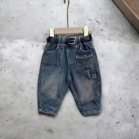 Quần dài bé trai, quần Jean dáng baggy túi xoắn dây sành điệu cho bé 10-30kg