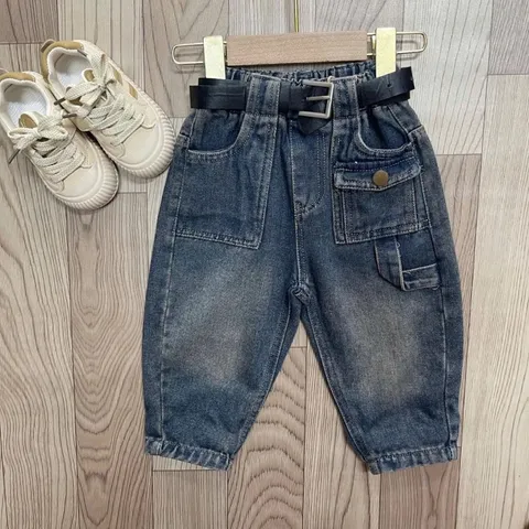 Quần dài bé trai, quần Jean dáng baggy túi xoắn dây sành điệu cho bé 10-30kg