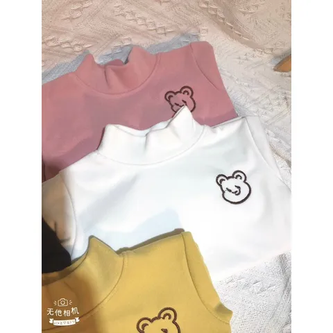 Áo giữ nhiệt cho bé, áo nỉ cổ 3 phân thêu gấu hàng Quảng Châu xịn xò cho bé trai, bé gái