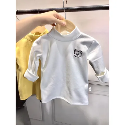 Áo giữ nhiệt cho bé, áo nỉ cổ 3 phân thêu gấu hàng Quảng Châu xịn xò cho bé trai, bé gái