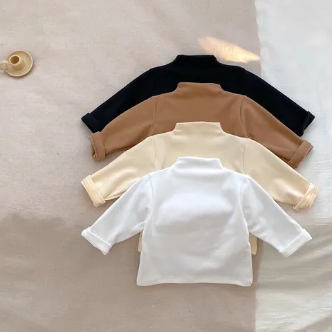 Áo giữ nhiệt cho bé, áo zip lông cổ lọ 3 phân trơn cho bé trai và bé gái size 6-18kg