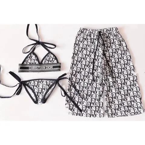Đồ bơi bé gái, set bikini 3ct: bộ bikini 2 mảnh và quần xuông dài DIIOOR sang chảnh cho bé 8-30kh