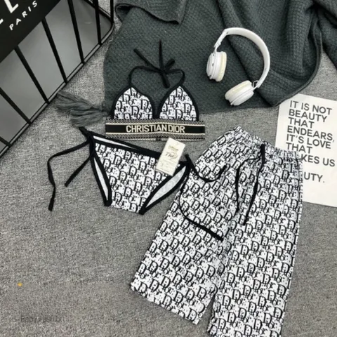 Đồ bơi bé gái, set bikini 3ct: bộ bikini 2 mảnh và quần xuông dài DIIOOR sang chảnh cho bé 8-30kh