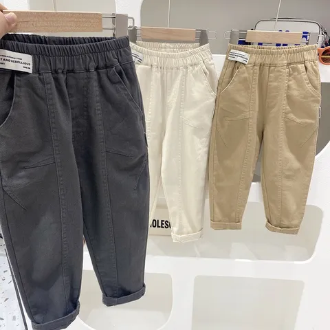 Quần dài bé trai, quần kaki loại 1 tem cạp gân trước cho bé 8-32kg