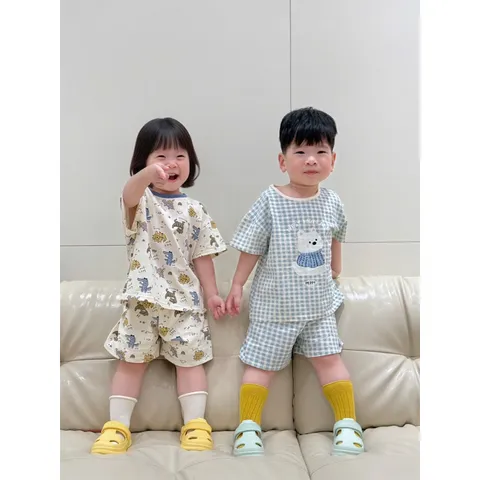 Quần áo cho bé, set bộ quần áo cotton cộc tay màu Pastel cho bé trai và bé gái 8-25kg