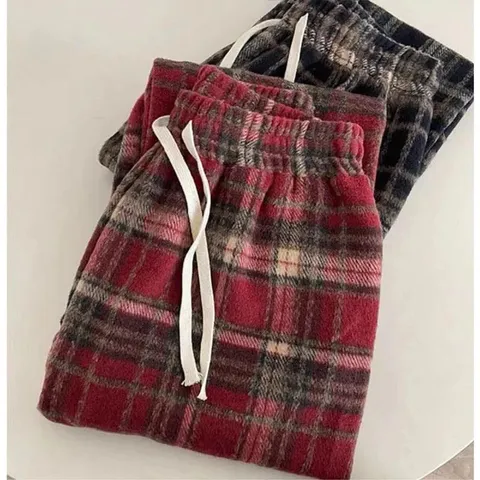 Quần kẻ dạ ống suông, quần suông kẻ Hottrend cho bé gái và bé trai size 15-55kg