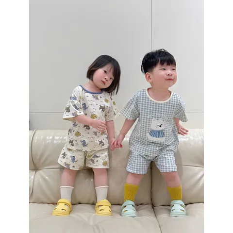 Quần áo cho bé, set bộ quần áo cotton cộc tay màu Pastel cho bé trai và bé gái 8-25kg