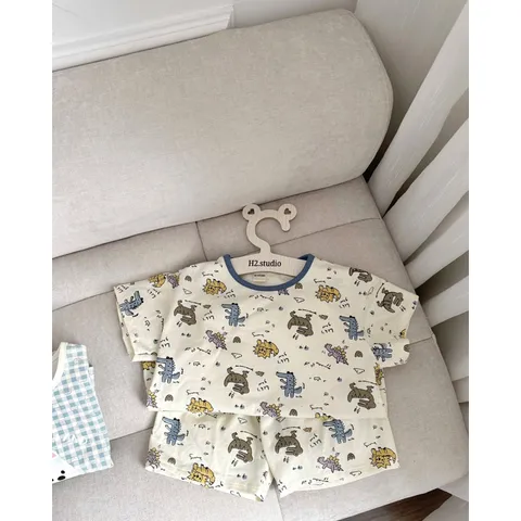 Quần áo cho bé, set bộ quần áo cotton cộc tay màu Pastel cho bé trai và bé gái 8-25kg