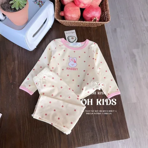 Bộ thu đông bé gái, set bộ quần áo dài tay chất zip loại 1 họa tiết thỏ Rabbit cho bé 6-16kg