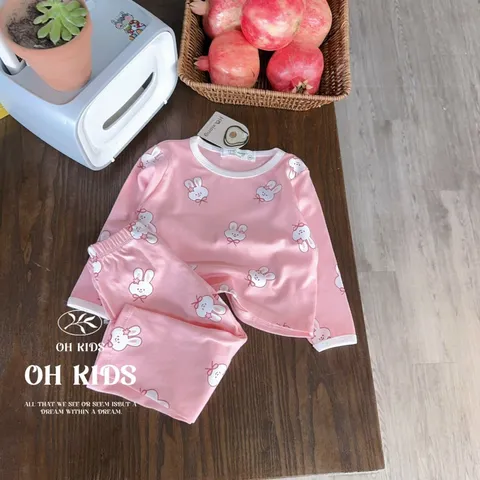 Bộ thu đông bé gái, set bộ quần áo dài tay chất zip loại 1 họa tiết thỏ Rabbit cho bé 6-16kg