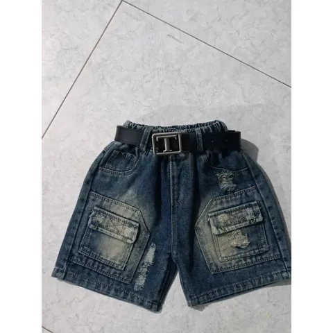Quần đùi bé trai, quần Short ngố Jean 2 túi gối cho bé 10-30kg