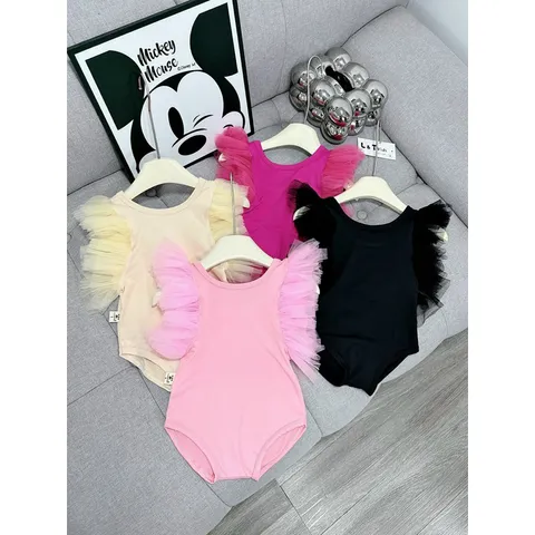 Đồ bơi bé gái, bikini liền thân tay bèo voan lưới cho bé 10-22kg