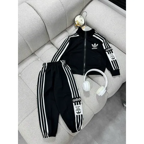 Quần áo thu đông bé trai, set bộ quần áo da cá kéo khóa thêu chữ Dass cho bé 10-30kg