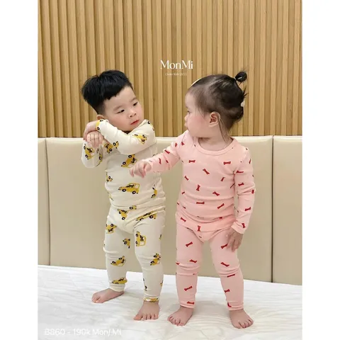 Quần áo thu đông cho bé, set bộ quần áo dài tay chất zip họa tiết ô tô và nơ cho bé trai, bé gái từ 8-20kg