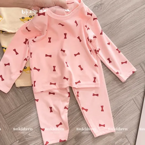 Quần áo thu đông cho bé, set bộ quần áo dài tay chất zip họa tiết ô tô và nơ cho bé trai, bé gái từ 8-20kg