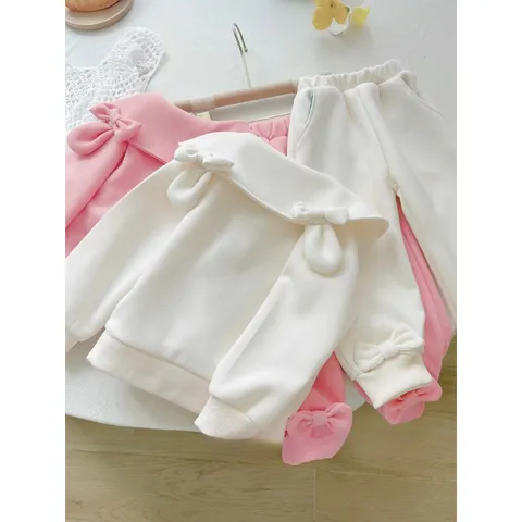 Quần áo thu đông bé gái, set bộ quần áo chất nỉ 2 da cổ sen cho bé 8-22kg