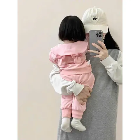 Quần áo thu đông bé gái, set bộ quần áo chất nỉ 2 da cổ sen cho bé 8-22kg