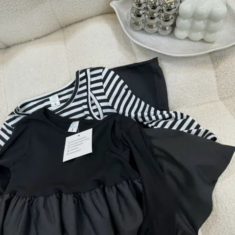 Váy bé gái, váy thu đông cotton zip cắt out phối chân váy thô dài bồng bềnh sang chảnh cho bé 12-30kg