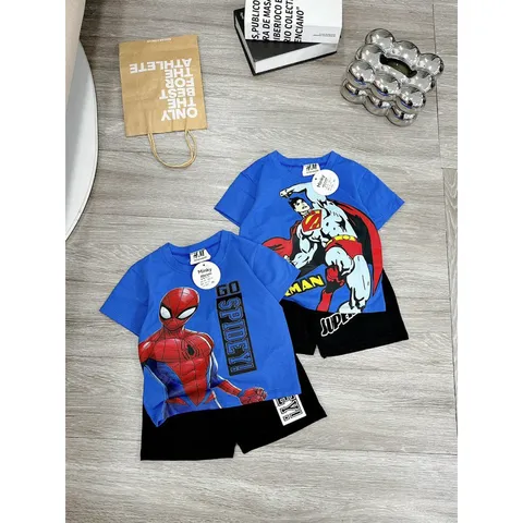 Quần áo bé trai, set bộ cộc tay chất cotton họa tiết Marvel cho bé 10-30kg