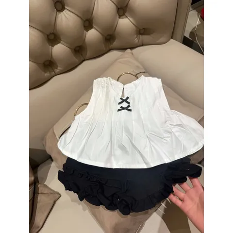 Quần áo bé gái, set áo thô sát nách phối ly kèm quần kaki bèo cho bé 10-32kg