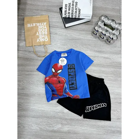 Quần áo bé trai, set bộ cộc tay chất cotton họa tiết Marvel cho bé 10-30kg