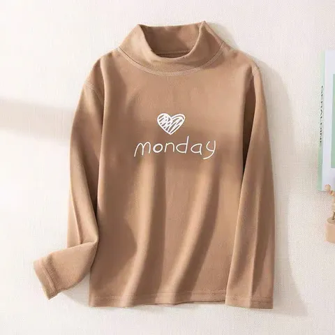 Áo giữ nhiệt cho bé, áo giữ nhiệt cổ 3 phân chất nỉ họa tiết MONDAY cho bé trai, bé gái size 6-18kg