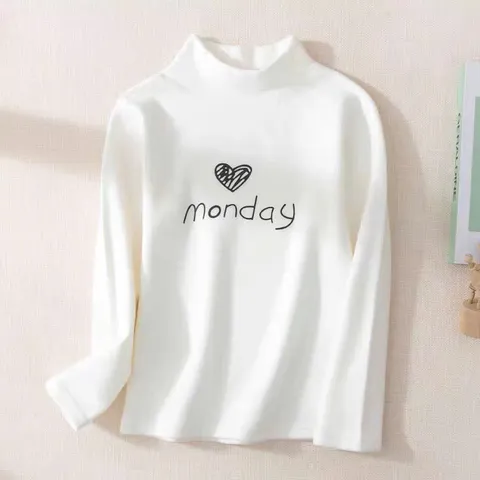 Áo giữ nhiệt cho bé, áo giữ nhiệt cổ 3 phân chất nỉ họa tiết MONDAY cho bé trai, bé gái size 6-18kg