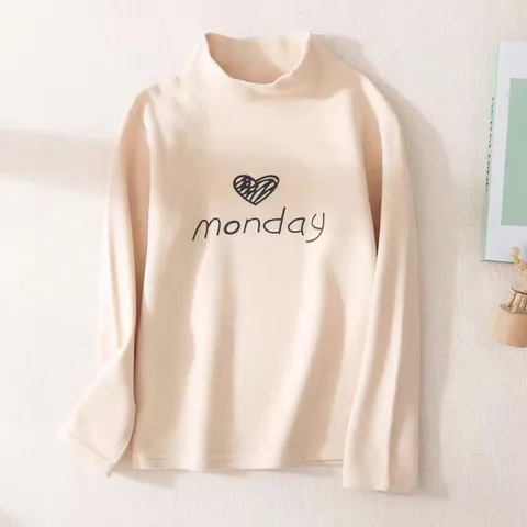 Áo giữ nhiệt cho bé, áo giữ nhiệt cổ 3 phân chất nỉ họa tiết MONDAY cho bé trai, bé gái size 6-18kg