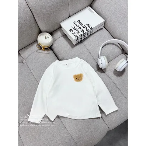 Áo giữ nhiệt cho bé, áo giữ nhiệt cốt tròn chất zip thêu gấu cho bé trai và bé gái