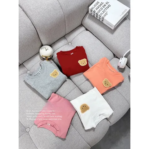 Áo giữ nhiệt cho bé, áo giữ nhiệt cốt tròn chất zip thêu gấu cho bé trai và bé gái