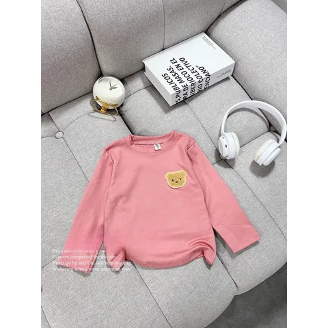 Áo giữ nhiệt cho bé, áo giữ nhiệt cốt tròn chất zip thêu gấu cho bé trai và bé gái
