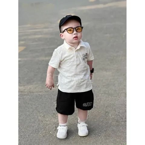 Quần áo bé trai, set bộ cộc tay chất cotton áo có cổ họa tiết chú chó Cứu hộ phối quần short kaki mềm cho bé 10-30kg