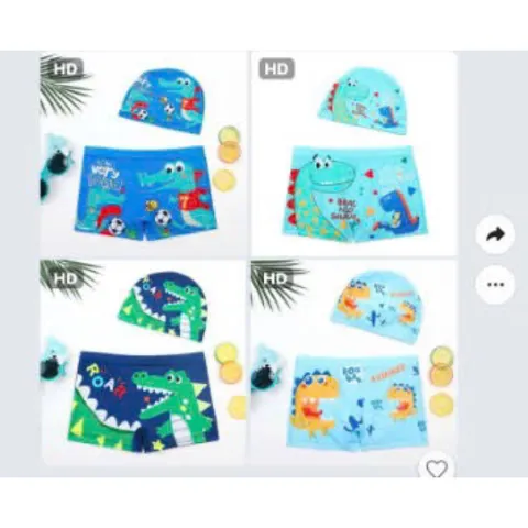 Đồ bơi bé trai, set quần bơi và mũ hàng QCCC cho bé 12-35kg