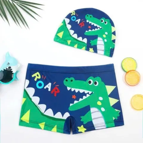 Đồ bơi bé trai, set quần bơi và mũ hàng QCCC cho bé 12-35kg