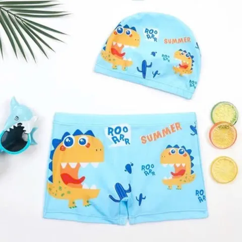 Đồ bơi bé trai, set quần bơi và mũ hàng QCCC cho bé 12-35kg