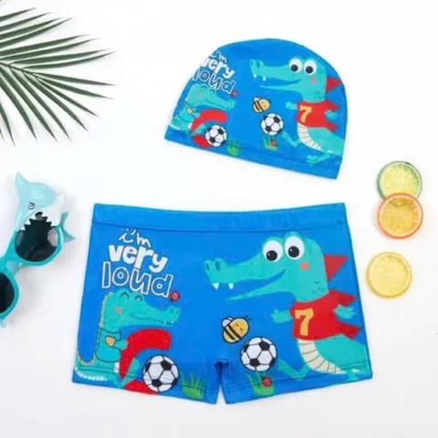 Đồ bơi bé trai, set quần bơi và mũ hàng QCCC cho bé 12-35kg