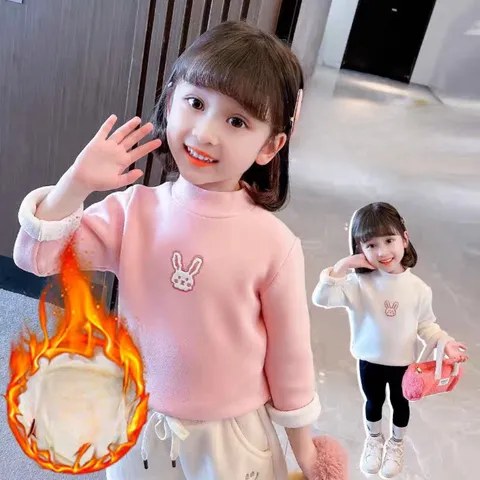 Áo giữ nhiệt cho bé, áo giữ nhiệt lót lông thêu hình dễ thương cho bé 8-18kg