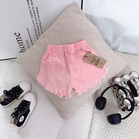Quần short bé gái, quần short kaki tua rua mẫu mới cho bé 12-25kg