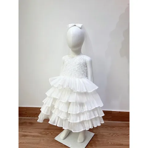 Váy bé gái, váy 2 dây ren lông nhiều tầng đi tiệc cho bé 10-22kg