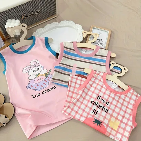 Váy bé gái, váy cotton dáng suông in hình dễ thương cho bé 8-20kg