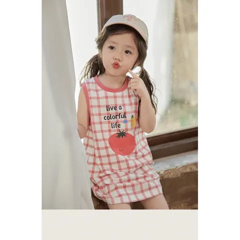 Váy bé gái, váy cotton dáng suông in hình dễ thương cho bé 8-20kg
