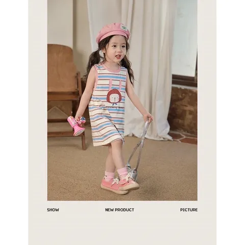 Váy bé gái, váy cotton dáng suông in hình dễ thương cho bé 8-20kg
