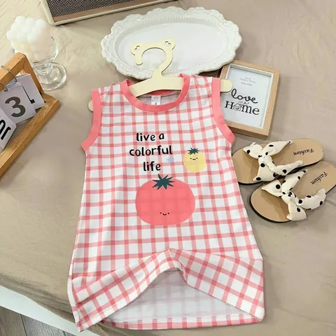 Váy bé gái, váy cotton dáng suông in hình dễ thương cho bé 8-20kg