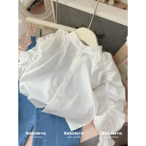 Quần áo bé gái, set áo thô chun tay bồng kèm quần Kean dài cho bé 12-30kg