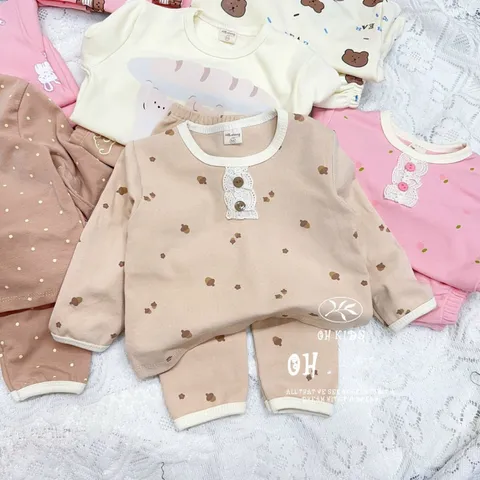 Bộ thu đông bé gái, set bộ dài tay nẹp cổ bèo chất zip dày dặn cho bé 6-14kg