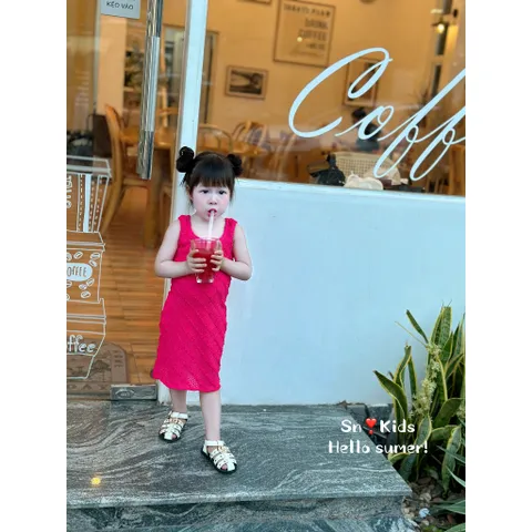 Đồ đôi mẹ và bé, váy thun chéo sát nách dáng dài cho mẹ và bé có lớp lót lụa xịn xò